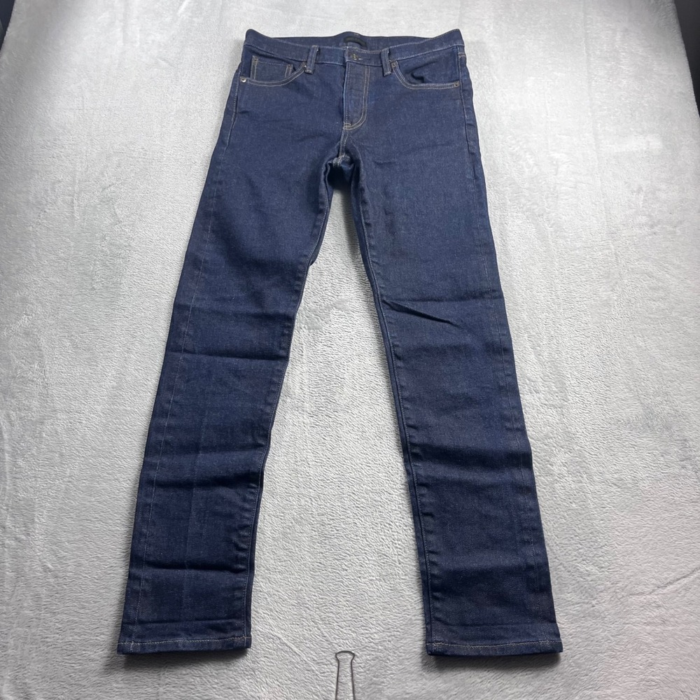 Uniqlo Slim Fit Straight‎ Selvedge Jeans Mens 30x32 Indigo Blue Kaihara Denim